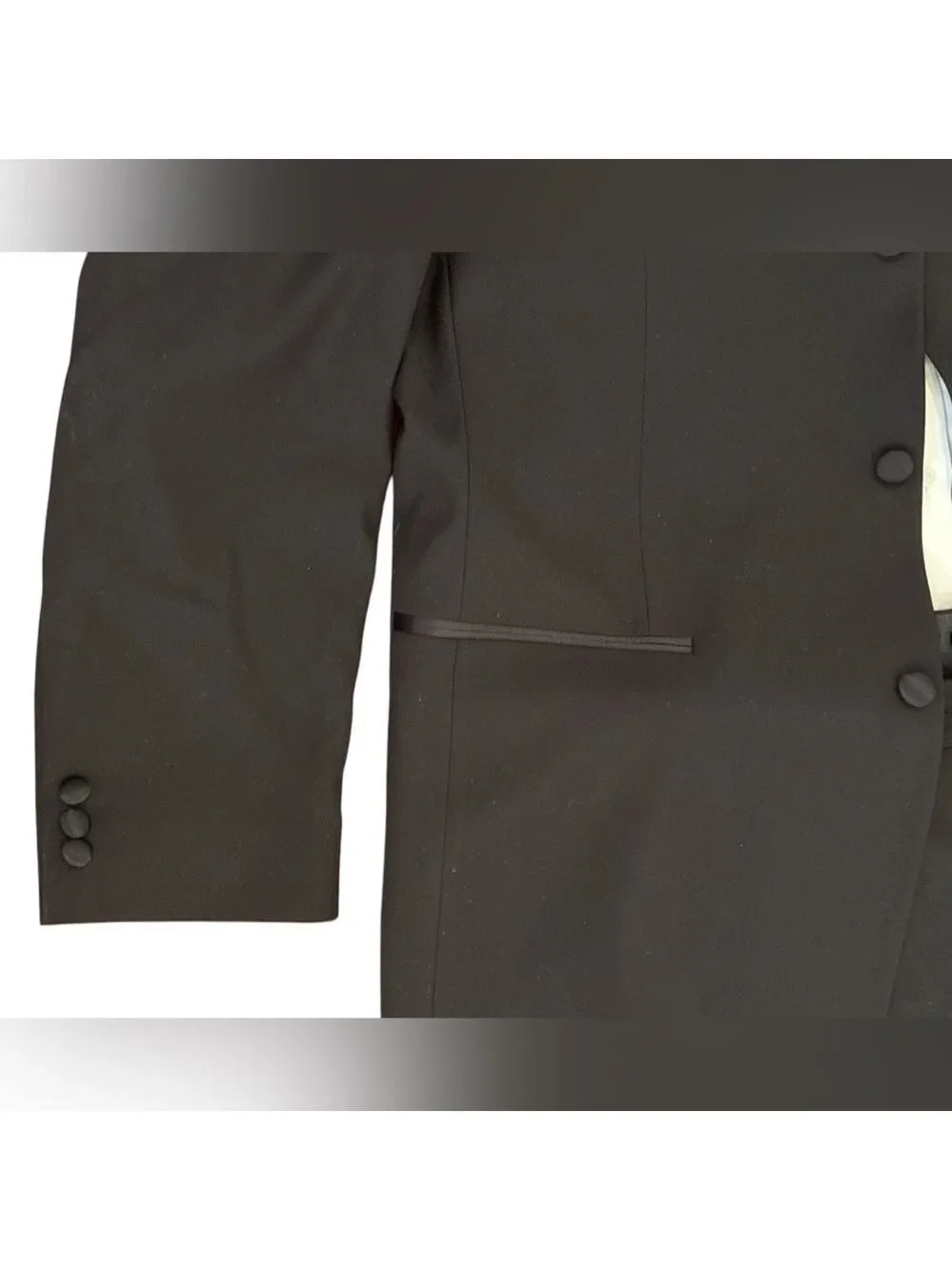 90s 2PC CARAVELLI BLACK TUXEDO ECLECTIC GRANDPA BLAZER 44L & PLEATED SLACKS 38W